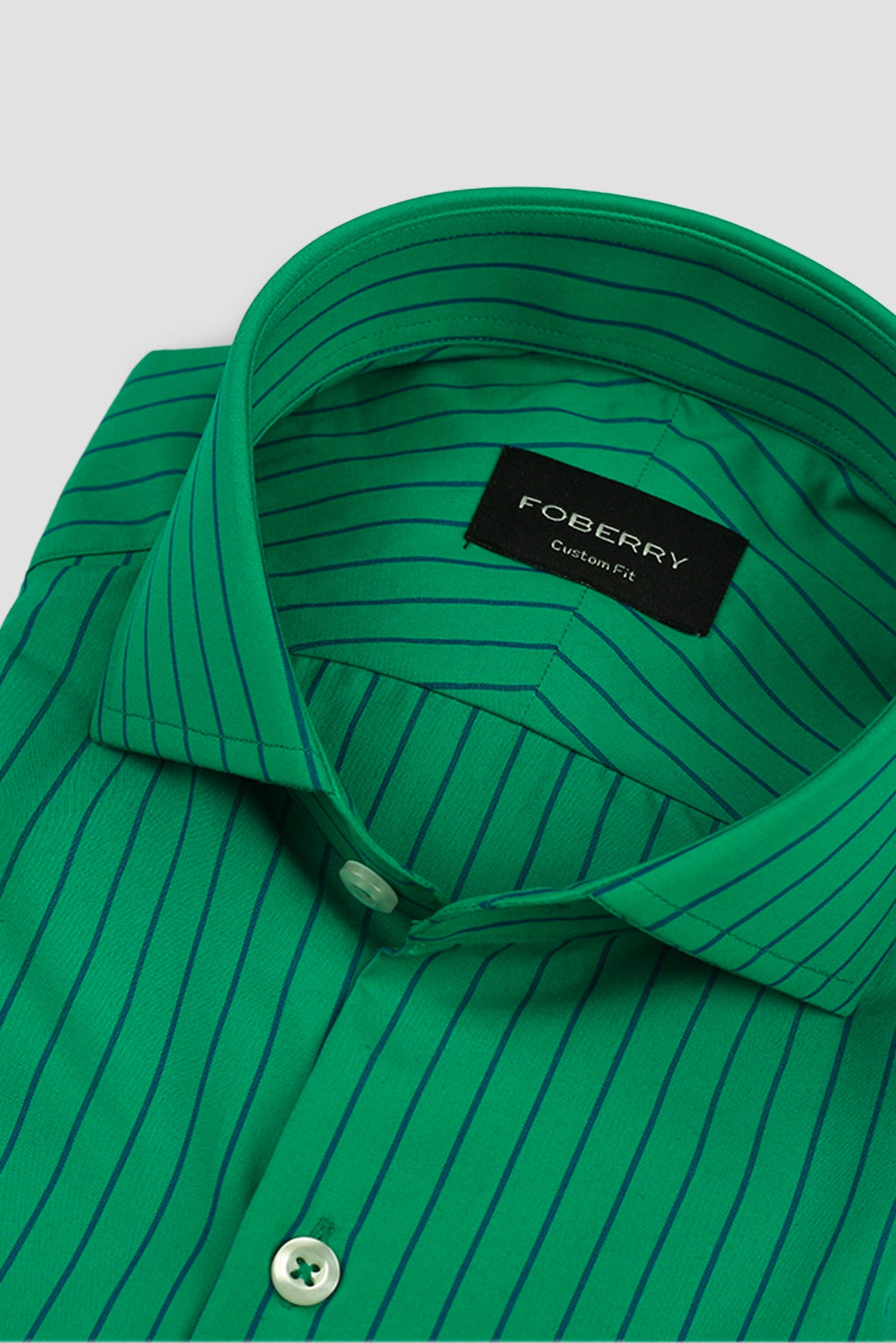 Blue Pinstripes On Green Shirt