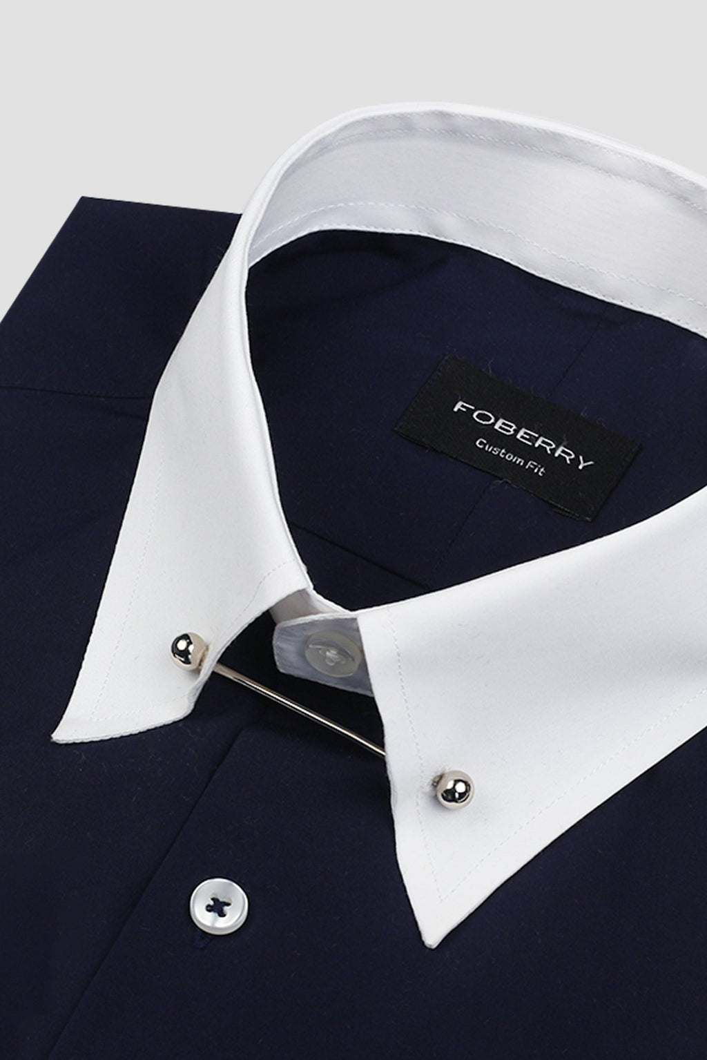 Dark Indigo Egyptian Poplin Pin Collar Shirt