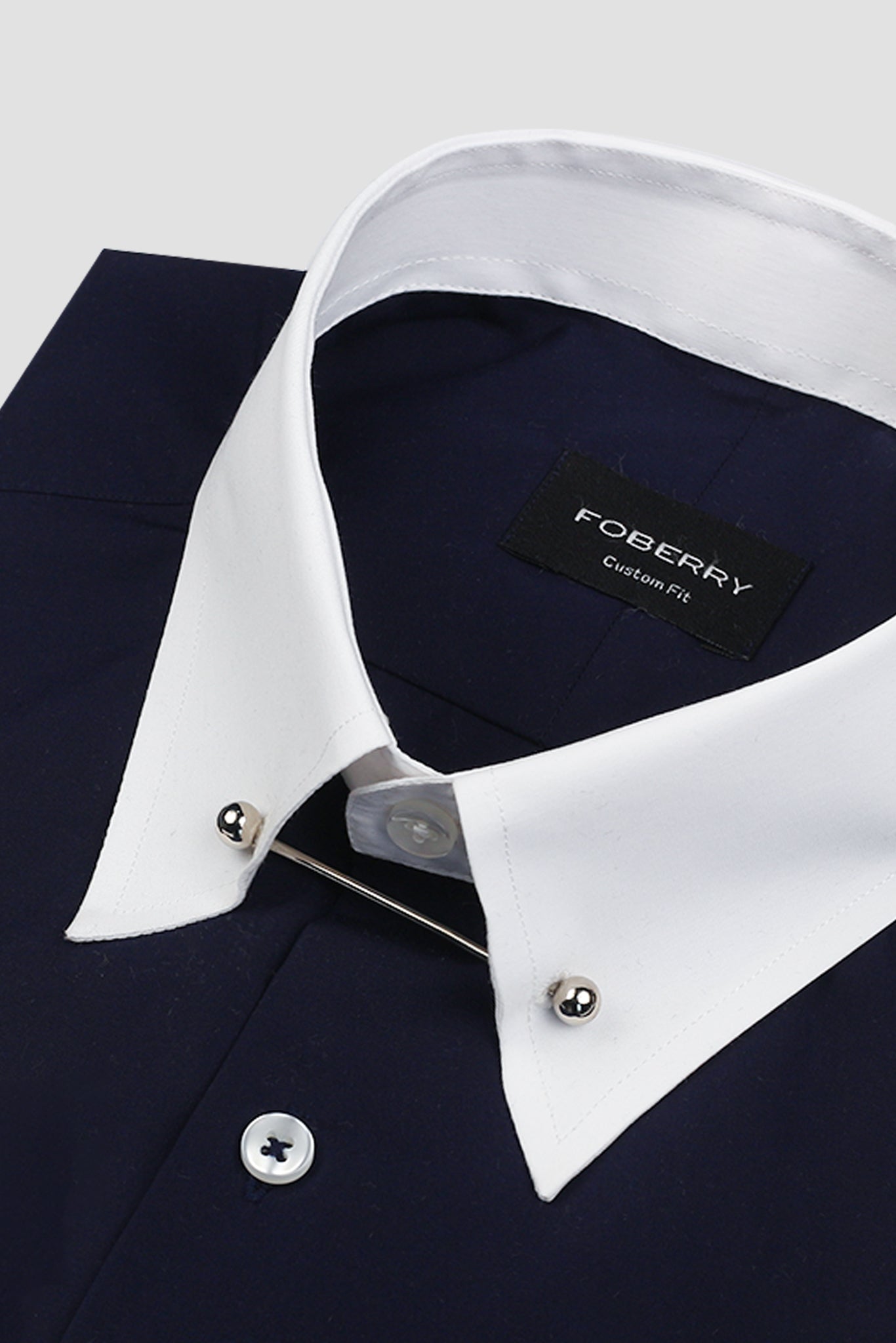Dark Indigo Egyptian Poplin Pin Collar Shirt