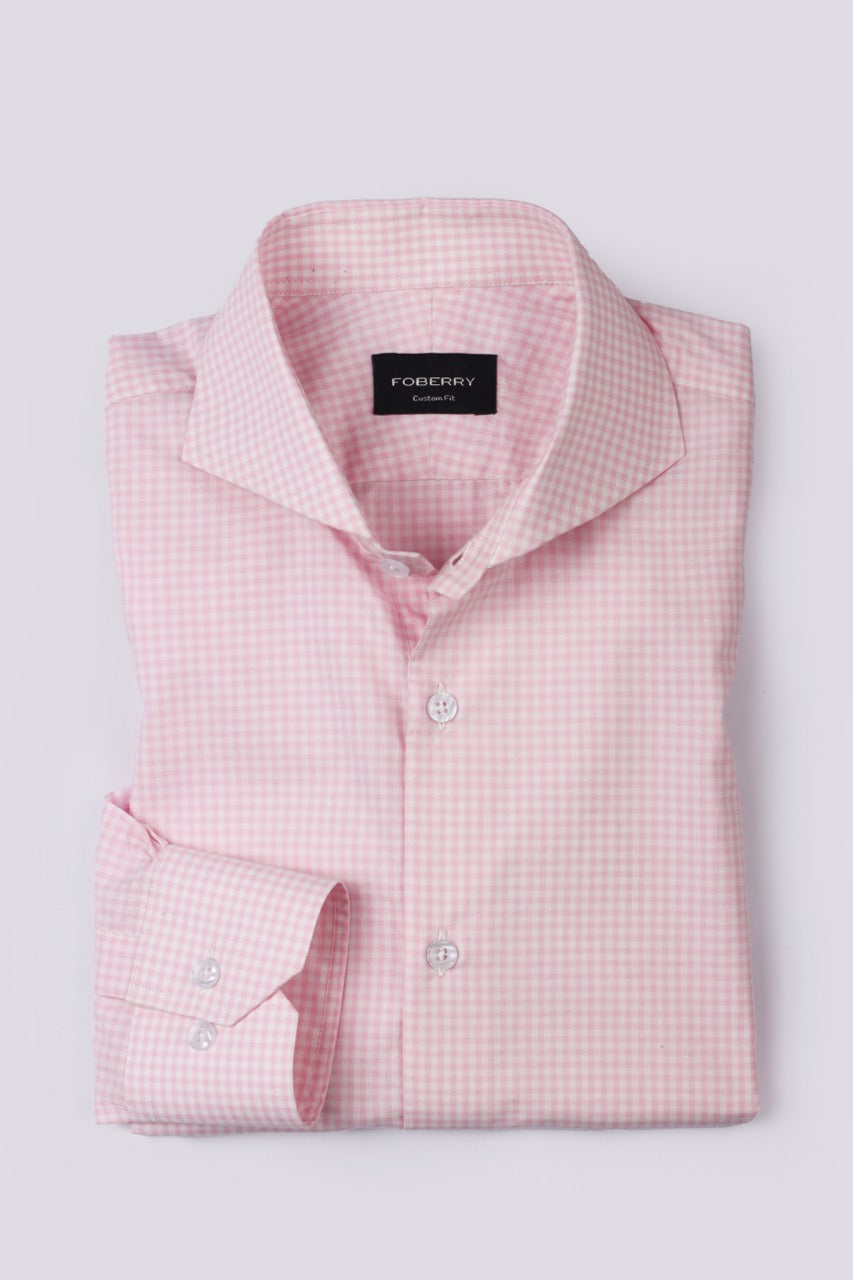 Soft Pink Gingham Shirt - Foberry USA