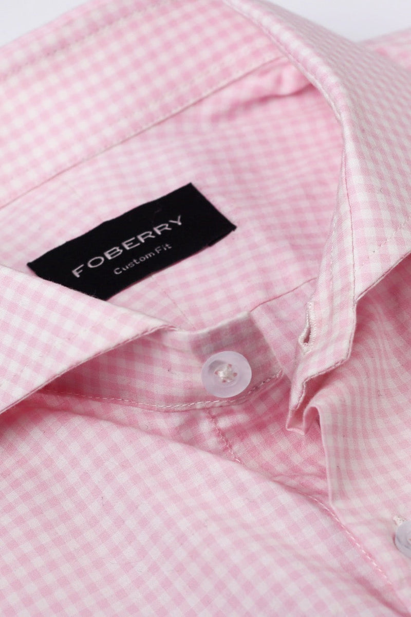 Soft Pink Gingham Shirt - Foberry USA