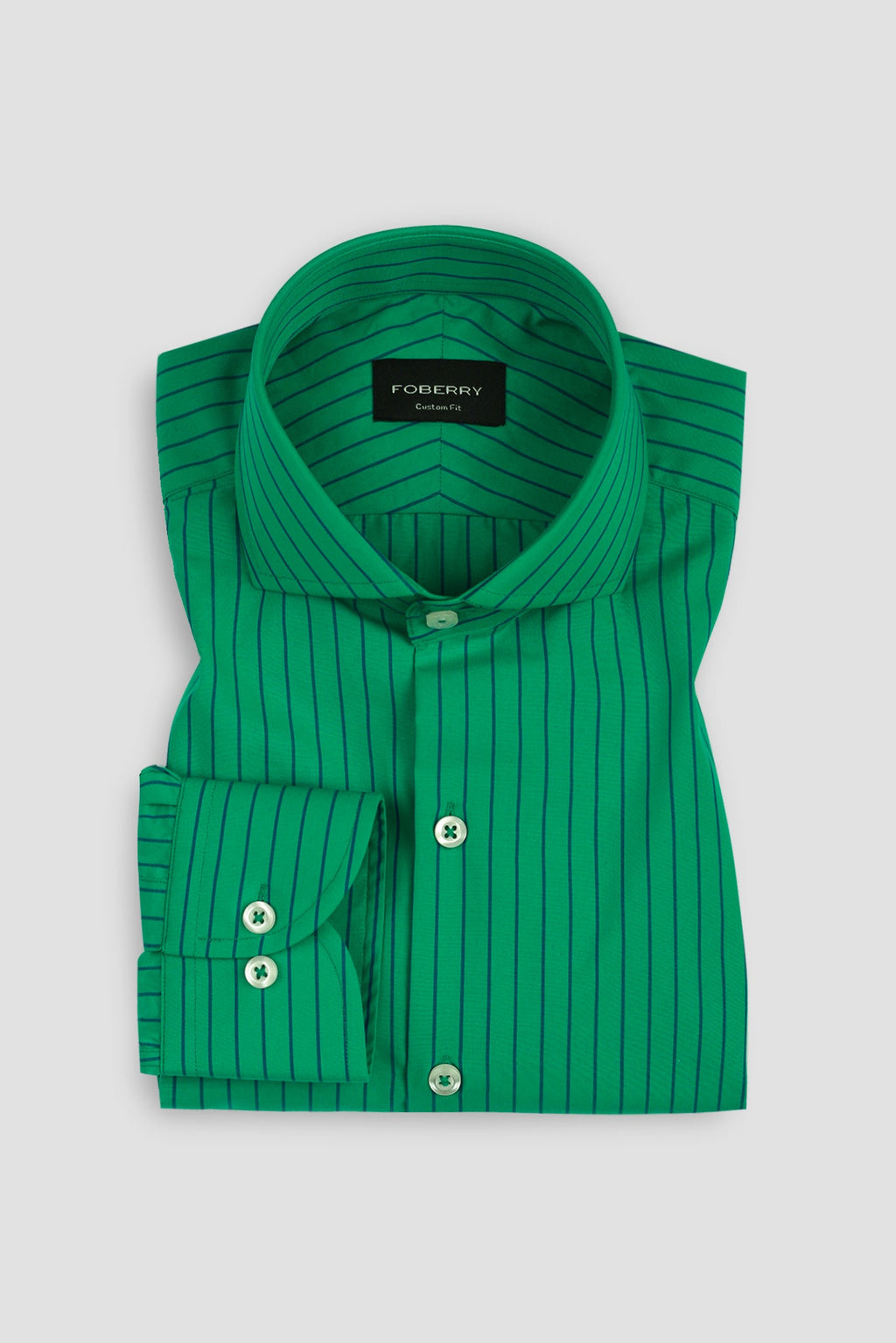 Blue Pinstripes On Green Shirt