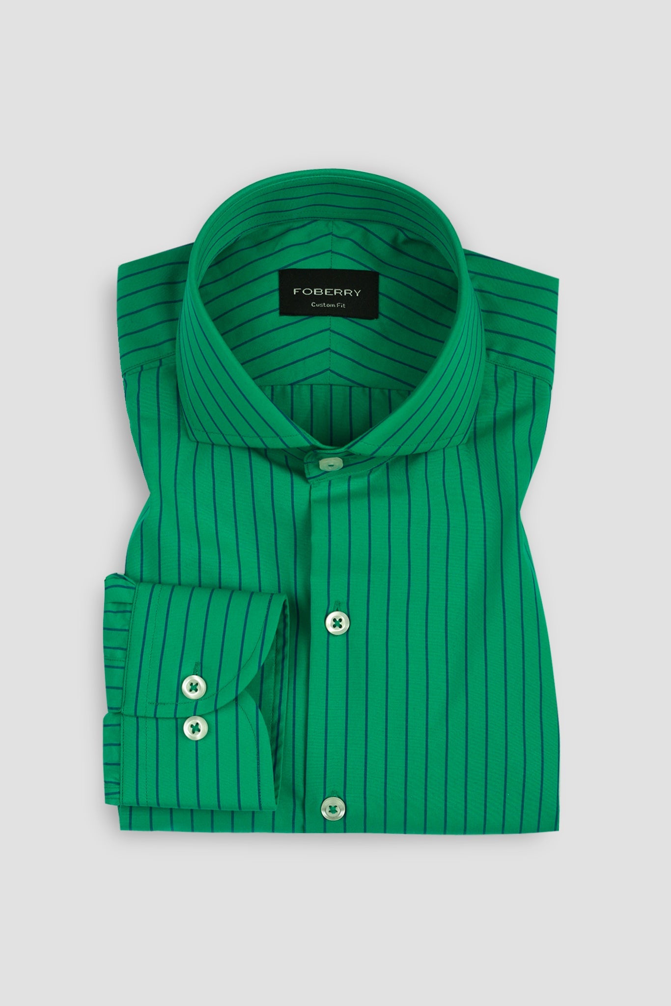 Blue Pinstripes On Green Shirt