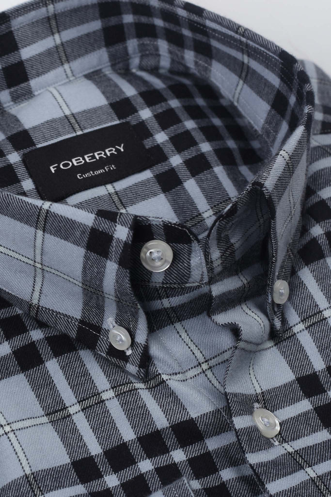 Sky Blue Tartan Winter Flannel Shirt