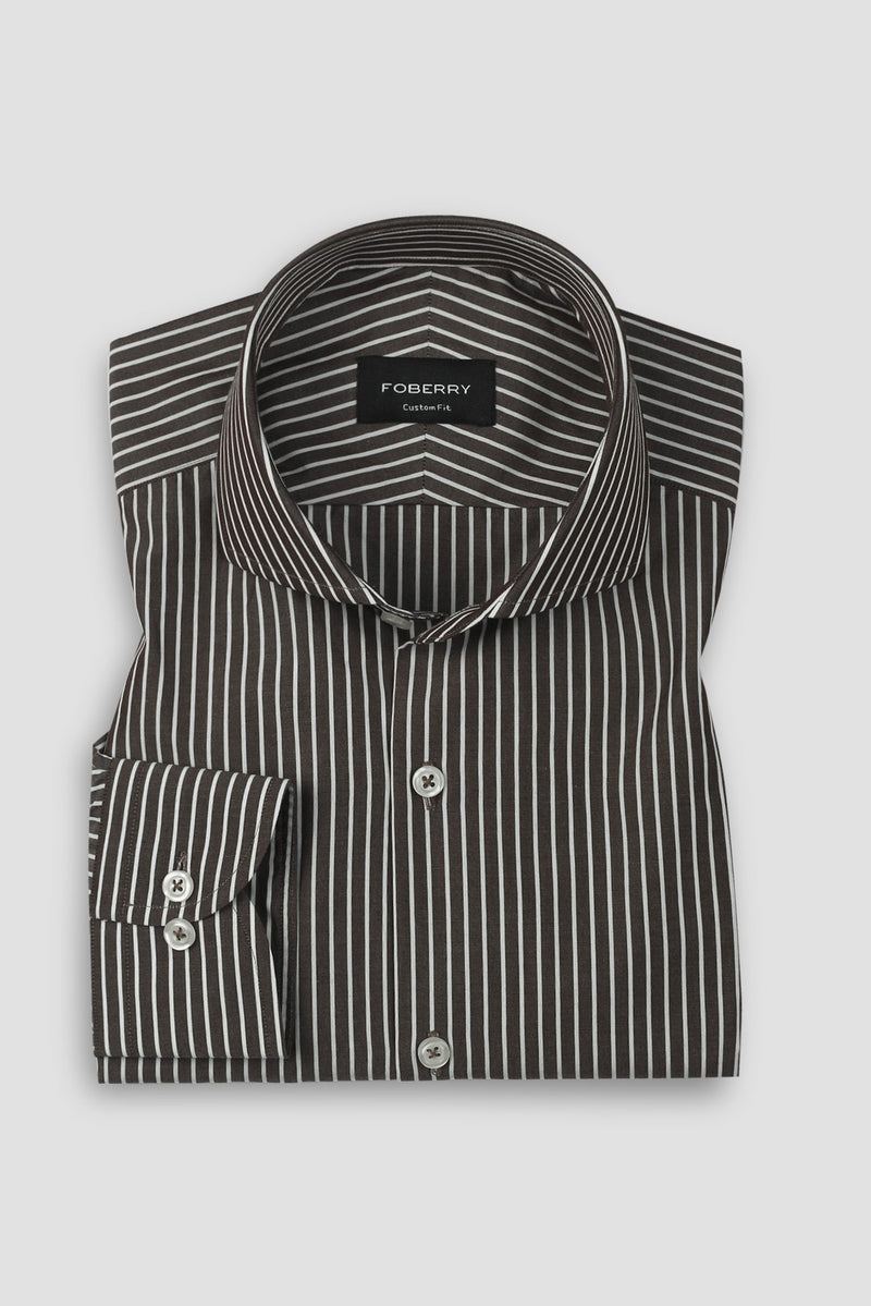 Dark Wood Brown Striped Shirt