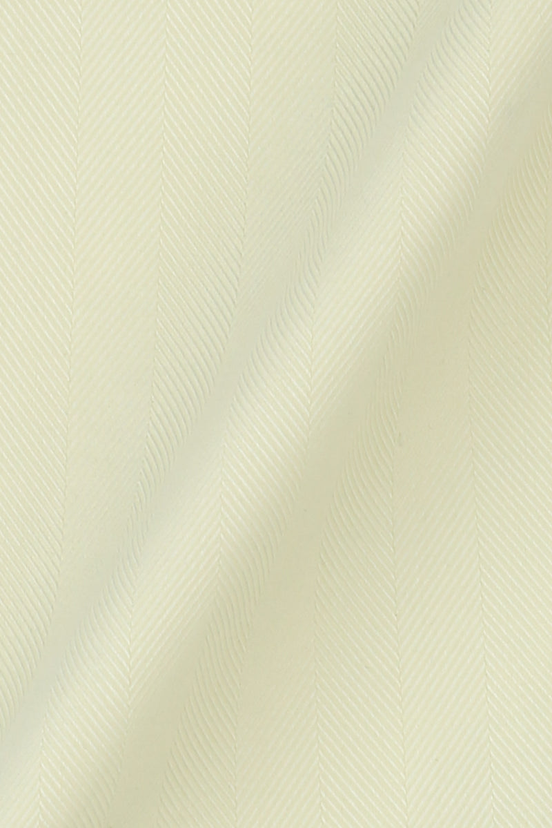 Pastel Yellow Herringbone Pin Collar Shirt