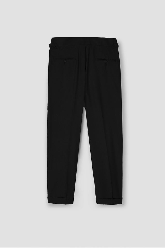 Jet Black Tropical Wool Blended Dress Pant
