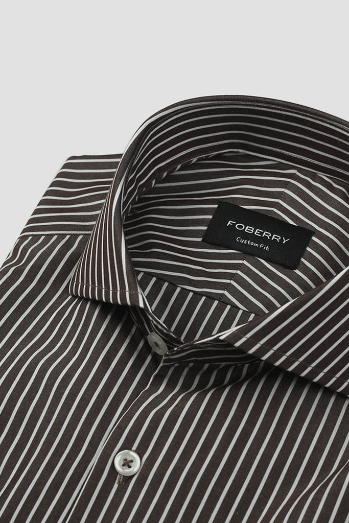 Dark Wood Brown Striped Shirt