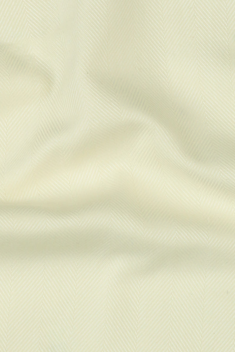 Pastel Yellow Herringbone Pin Collar Shirt