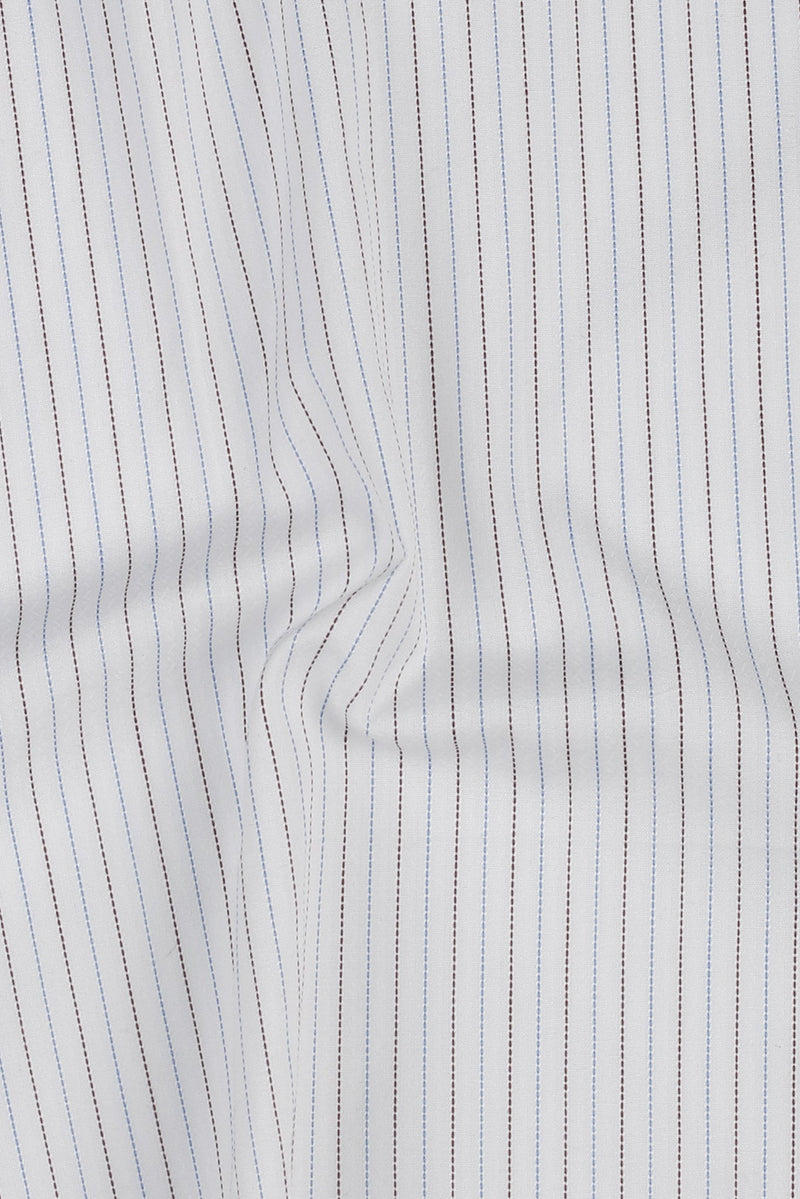 Brown & Blue Stitch Striped Shirt