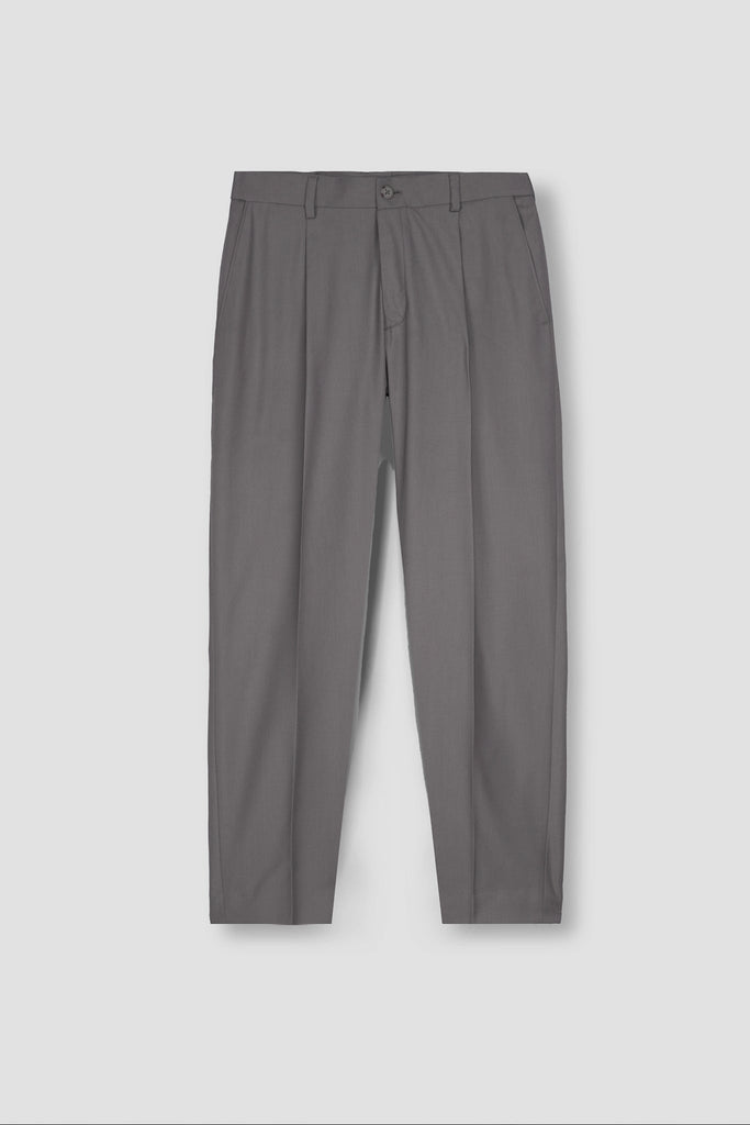 Platinum Grey Tropical Wool Blended Dress Pant