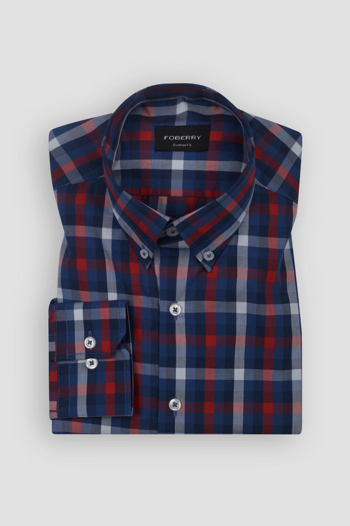 Red Blue Buffalo Check Shirt