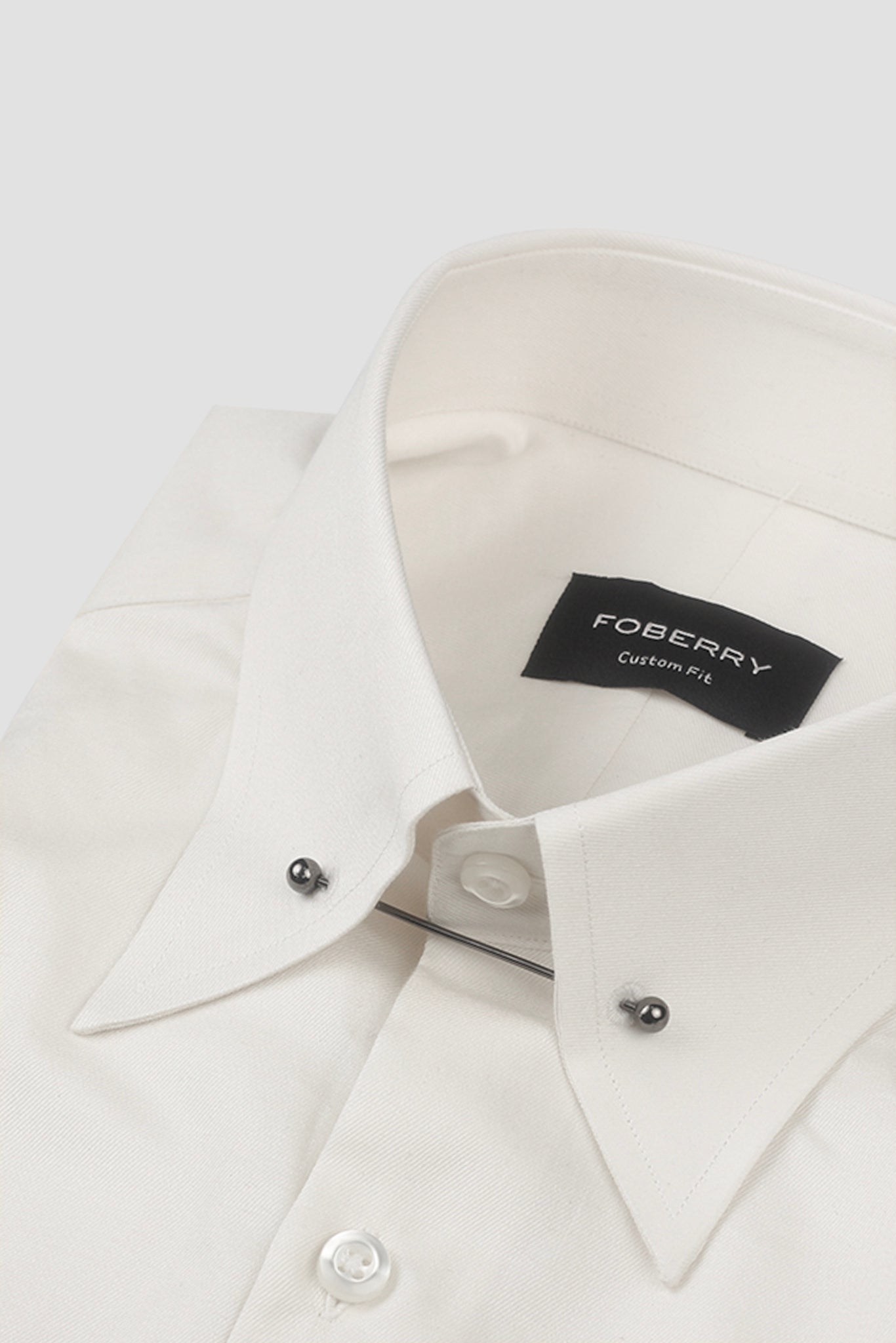 Ivory Egyptian Poplin Pin Collar Shirt