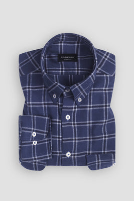 Yale Blue Windowpane Winter Flannel Shirt