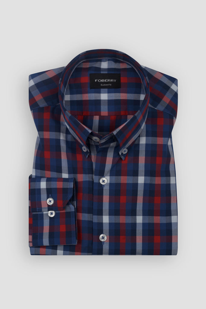 Red Blue Buffalo Check Shirt