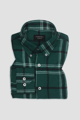 Montana Green Japanese Low Twist Flannel Shirt - Foberry USA