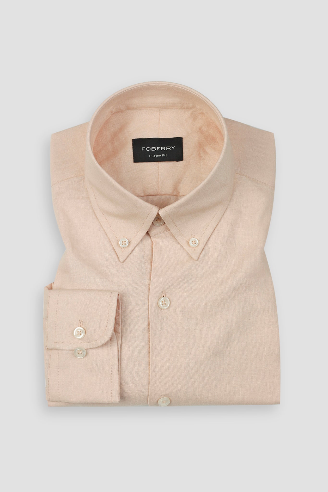 Soft Pastel Peach Irish Linen Shirt - Premium Men's Dress Shirt