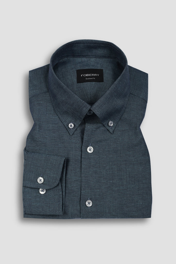 Steel Blue Linen Shirt