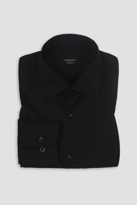 Black Linen Cut Away Collar Shirt - Foberry USA