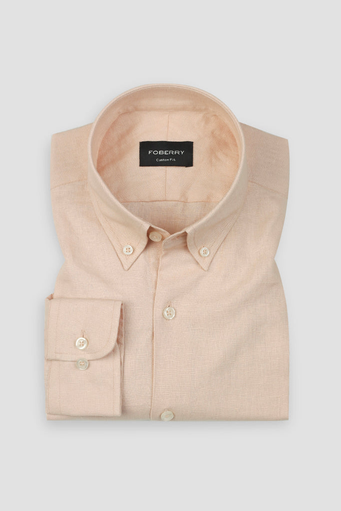 Soft Pastel Peach Irish Linen Shirt