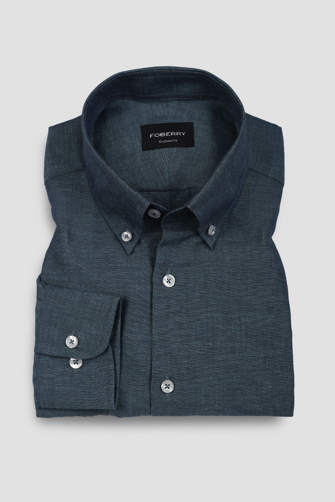 Steel Blue Linen Shirt