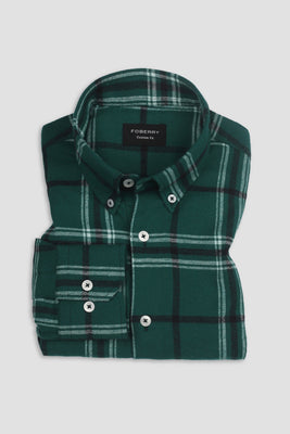 Montana Green Japanese Low Twist Flannel Shirt - Foberry USA
