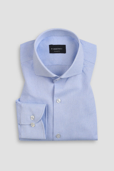 Crispy Sky Blue Leno weave Shirt