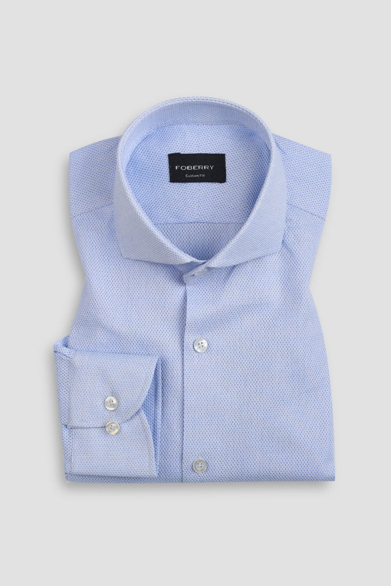 Crispy Sky Blue Leno weave Shirt