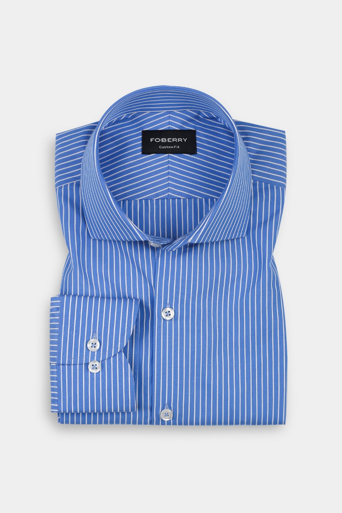 Azure Blue Pen Striped Shirt