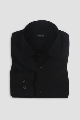 Black Linen Cut Away Collar Shirt - Foberry USA