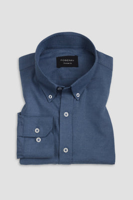 Cobalt Blue Brushed Winter Flannel Shirt - Foberry USA
