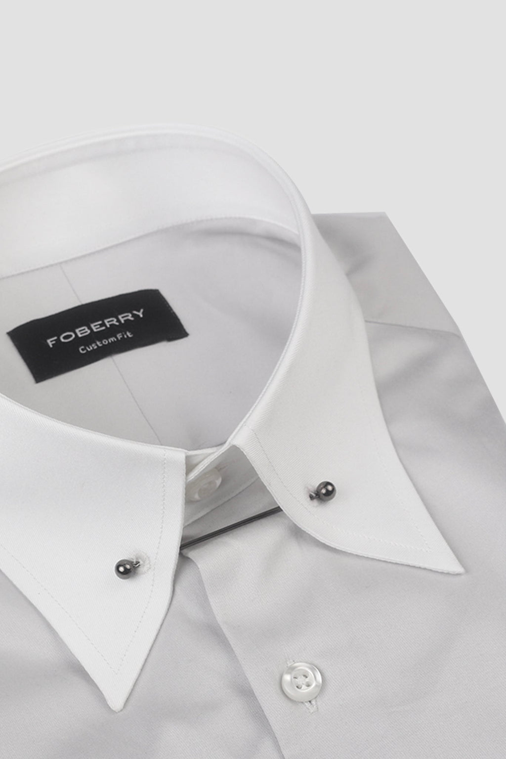 Ash Grey Egyptian Poplin Pin Collar Shirt