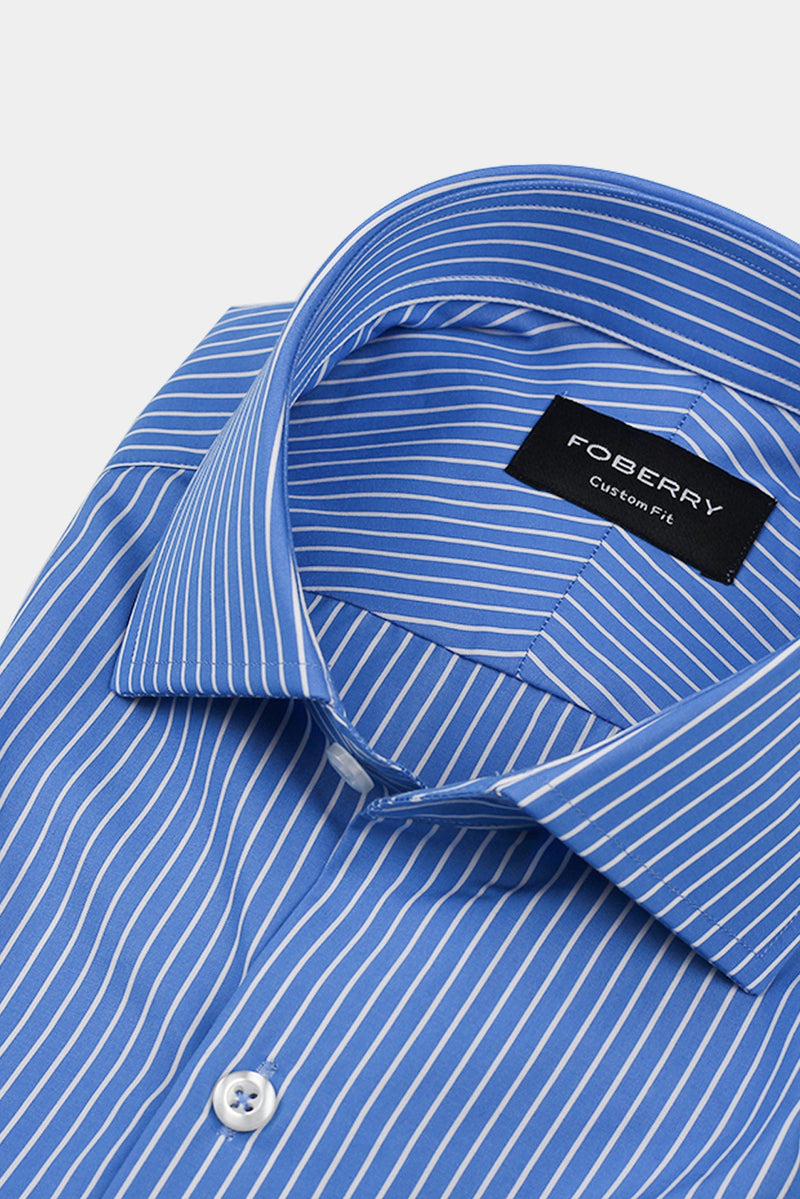Azure Blue Pen Striped Shirt