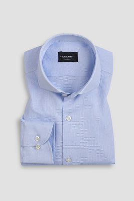 Crispy Sky Blue Leno weave Shirt