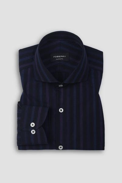 Black and Blue Parallel Striped Shirt