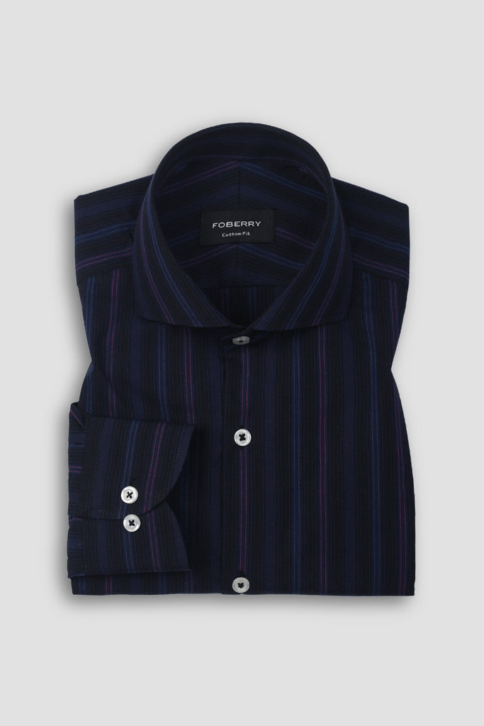 Black and Blue Parallel Striped Shirt