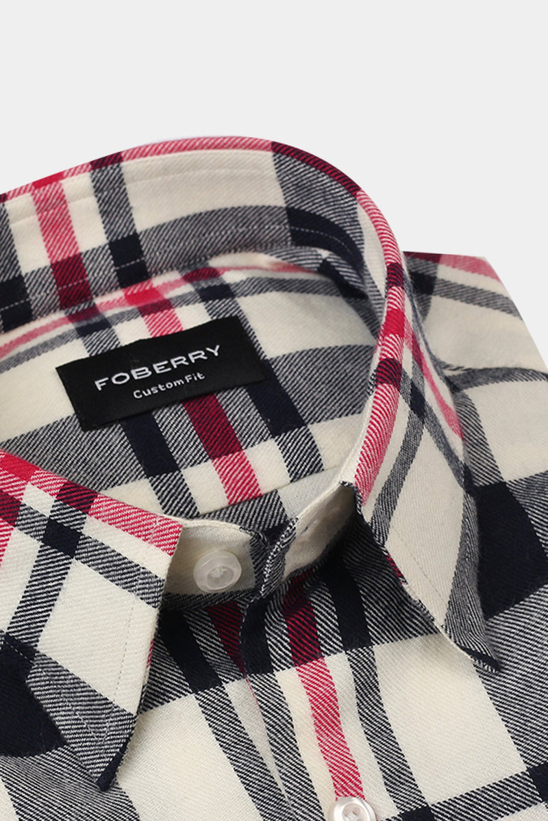 Blue & White Grid Winter Flannel Shirt