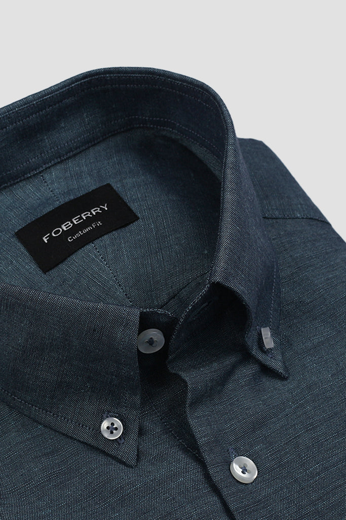 Steel Blue Linen Shirt