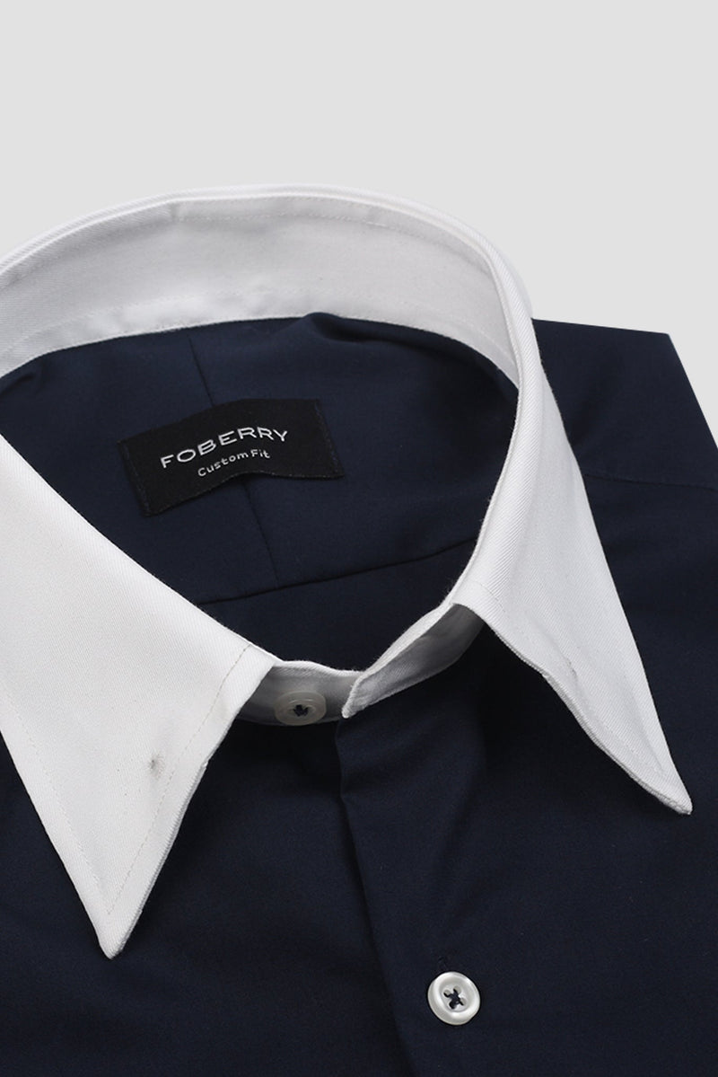 Dark Navy Blue Egyptian Shirt - Pin Collar Shirt