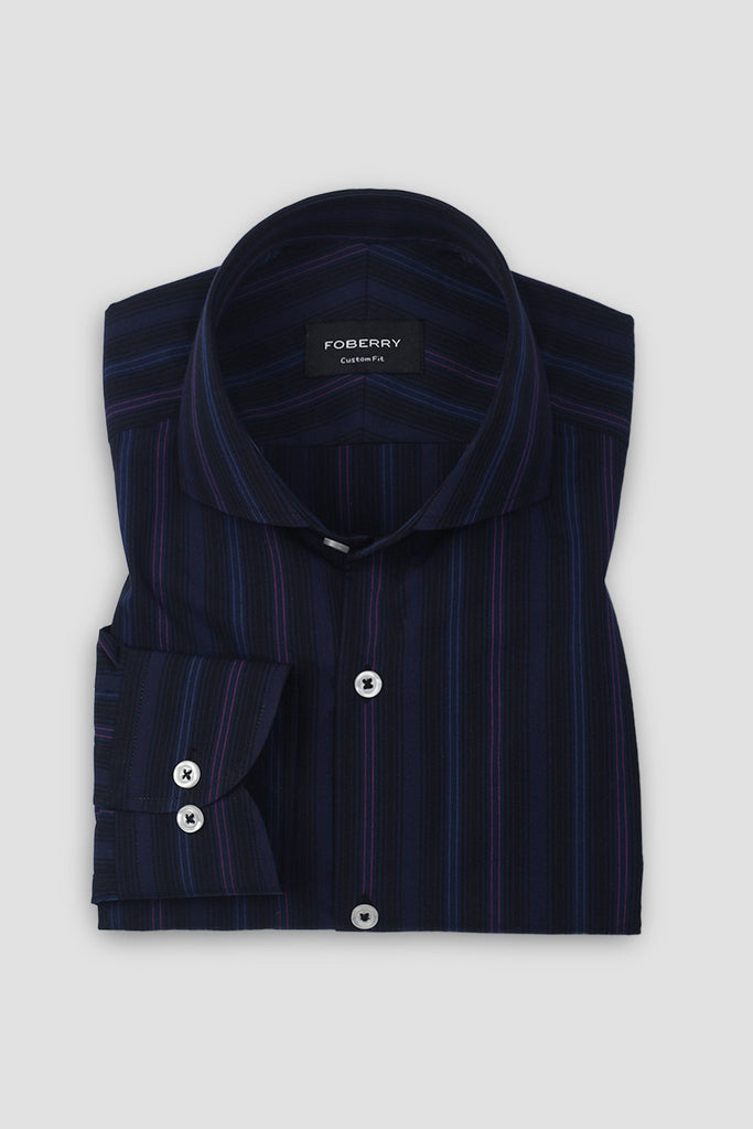Black and Blue Parallel Striped Shirt