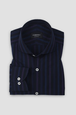 Black and Blue Parallel Striped Shirt