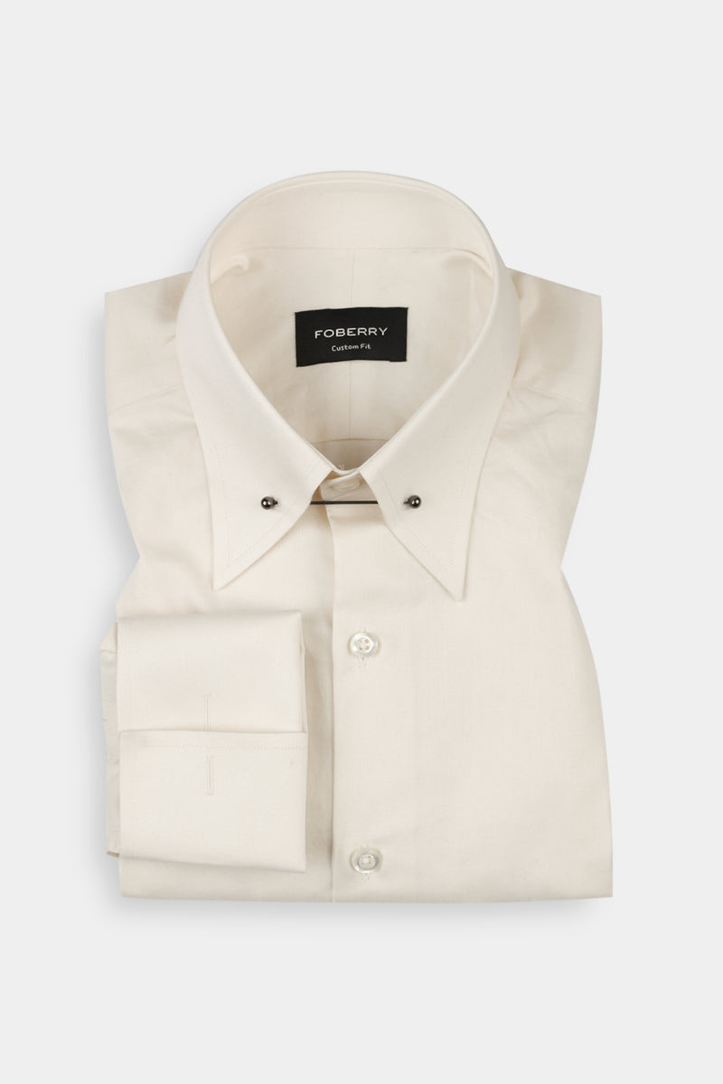 Ivory Egyptian Twill Pin Collar Shirt