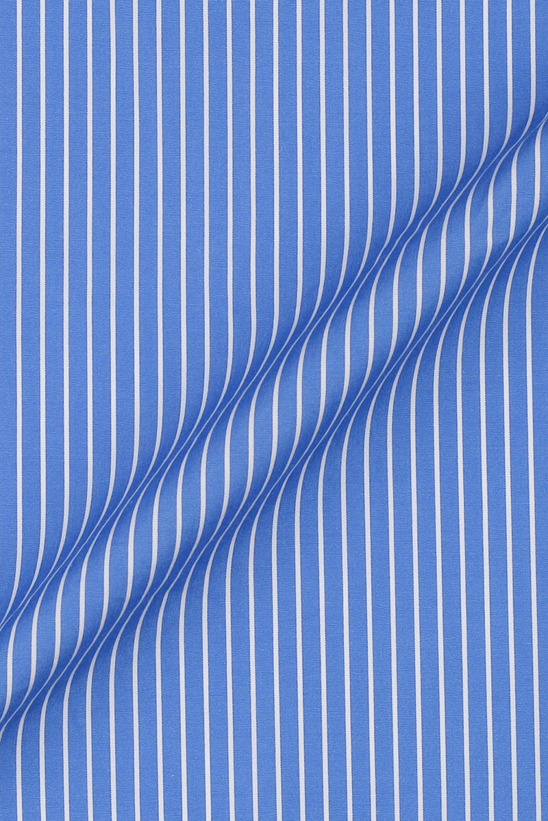 Azure Blue Pen Striped Shirt