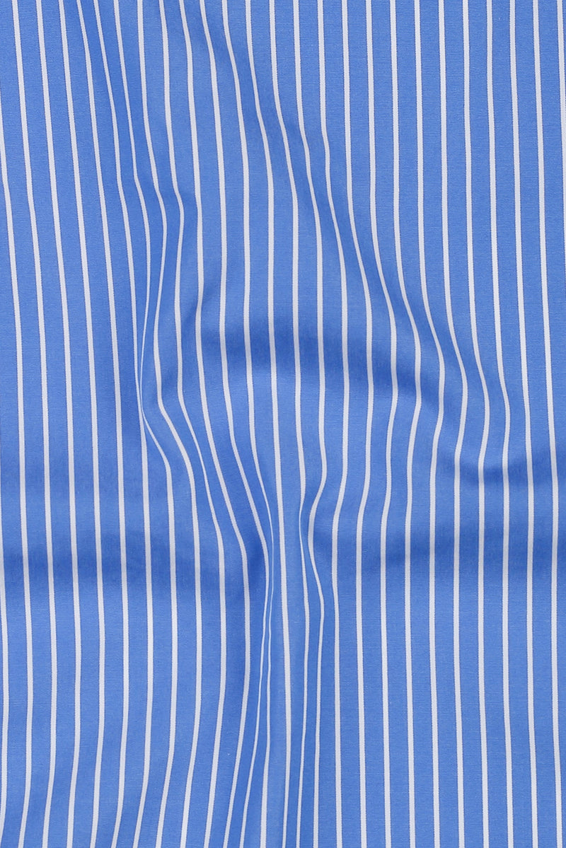 Azure Blue Pen Striped Shirt