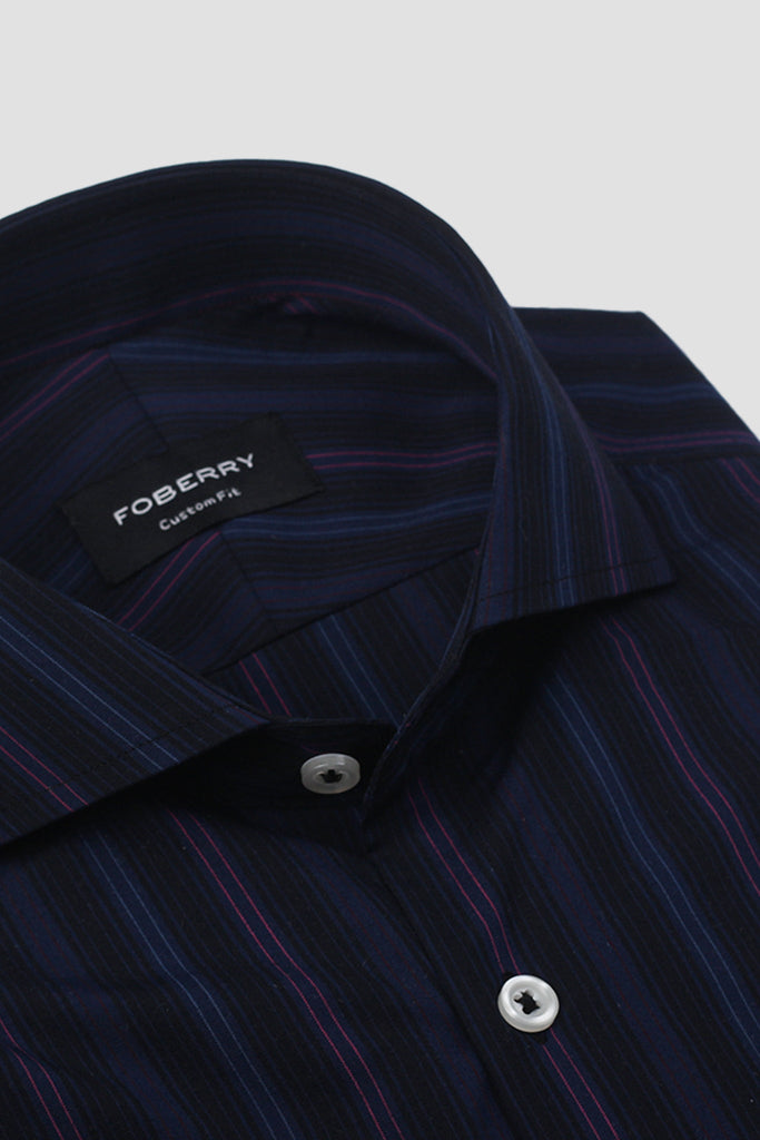 Black and Blue Parallel Striped Shirt