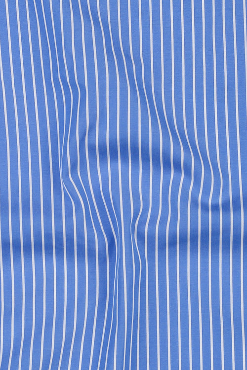 Azure Blue Pen Striped