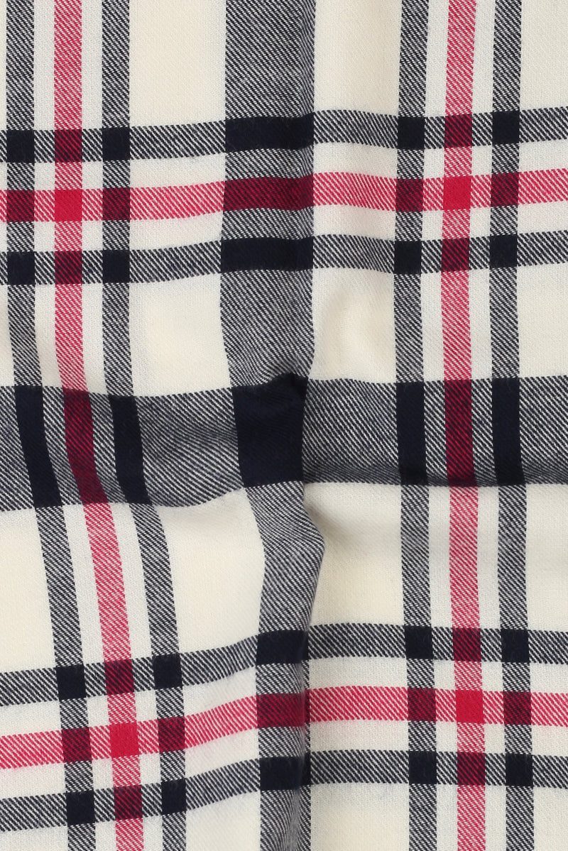 Blue & White Grid Winter Flannel Shirt