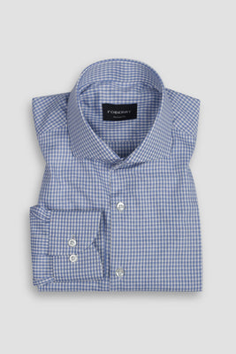 Blue Box Weave Patterned Shirt