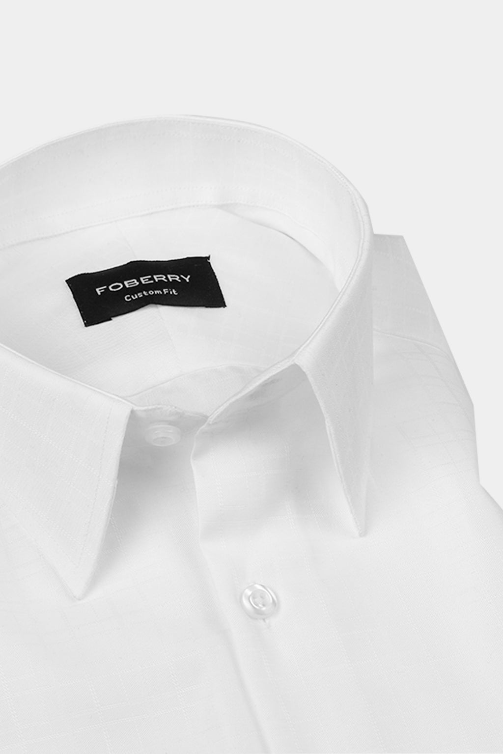White Dobby Micro Windowpane Shirt