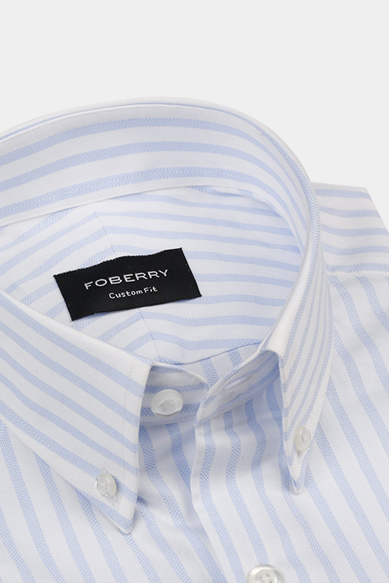 Sky Blue Structured Striped Shirt